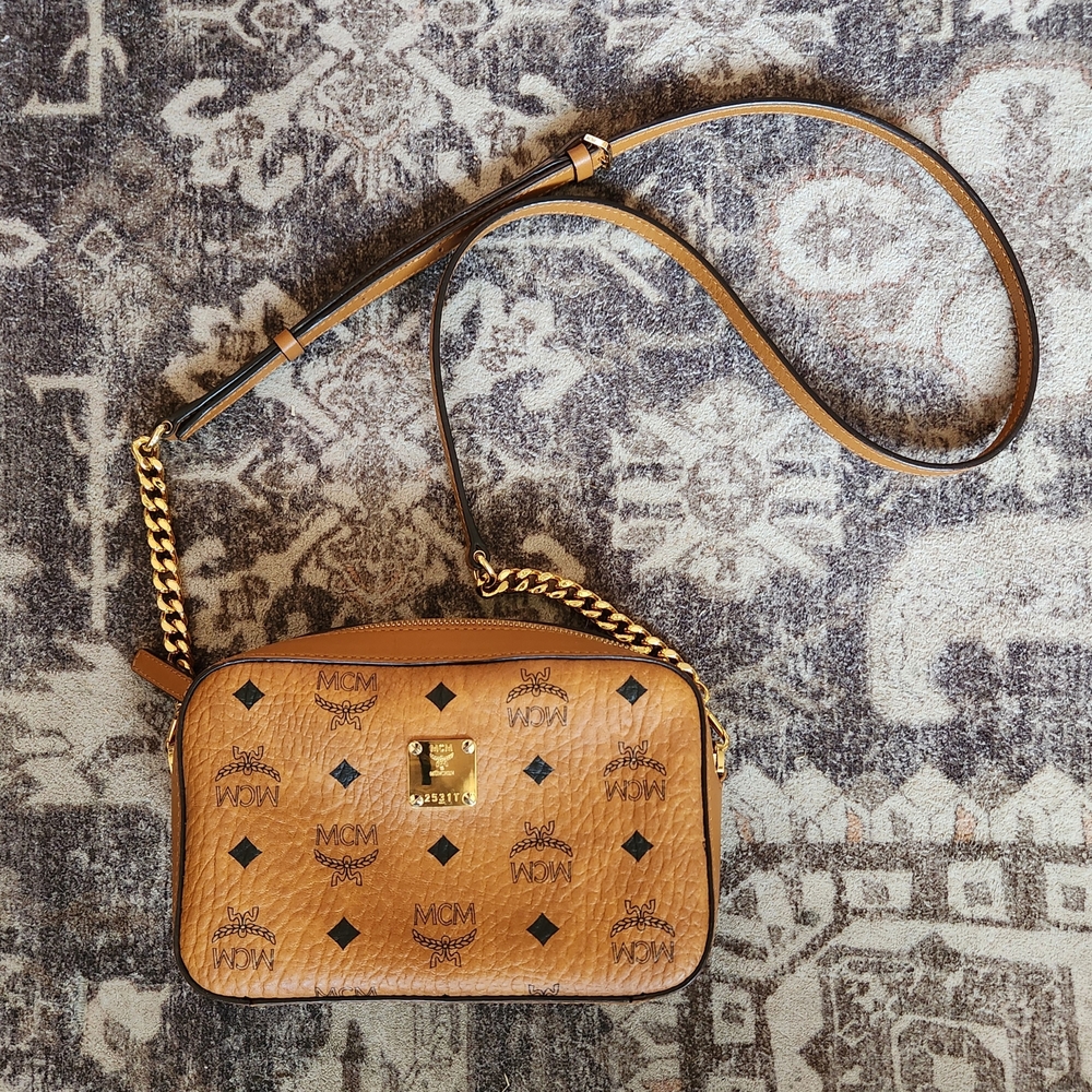 MCM Tan Leather Crossbody Bag